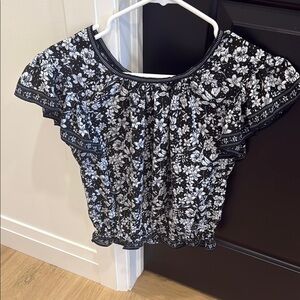 Floral Black and White Women's Top